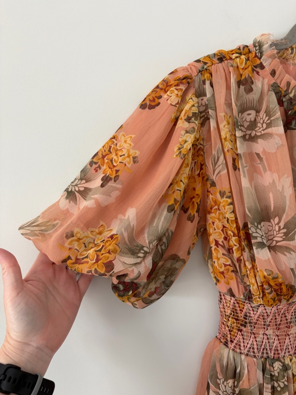 Anthropologie Not So Serious Amaranth Puff Sleeve Floral Tiered Mini Dress S - Picture 3 of 11